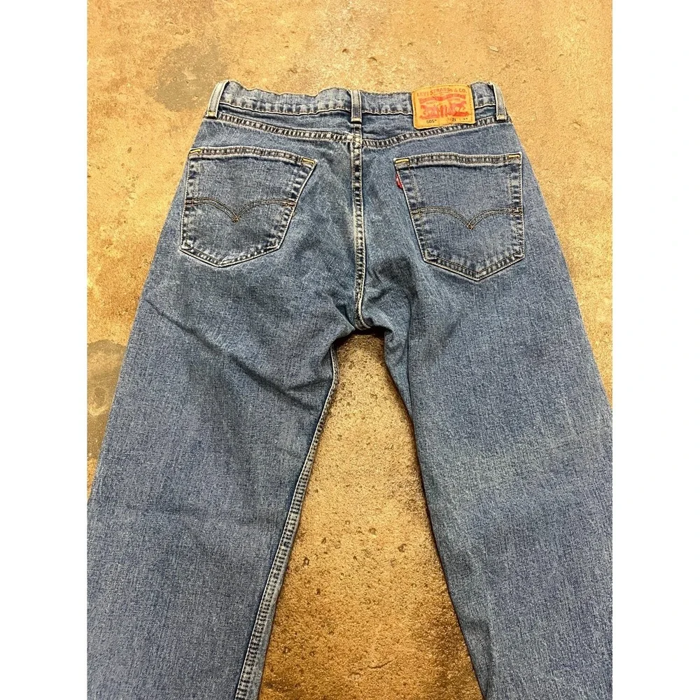Levi's 505 Regular Fit Jeans Mens 31x34 Blue Denim Stonewash Mid Rise Straight - Picture 11 of 16